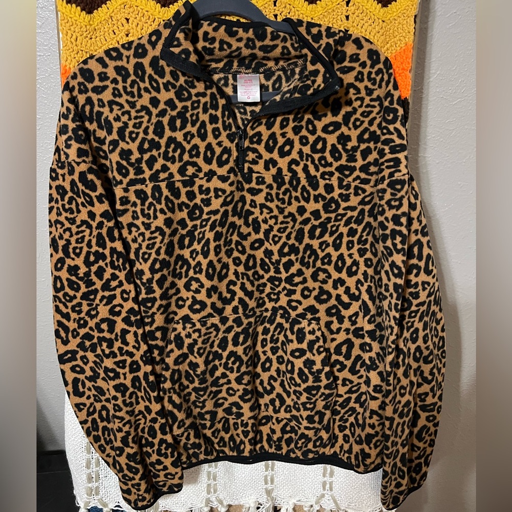 Cheetah Leopard quarter zip sweatshirt